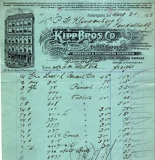 Kipp Bros Indianapolis IN 1902 Billhead Fancy Goods Druggists & Stationers
