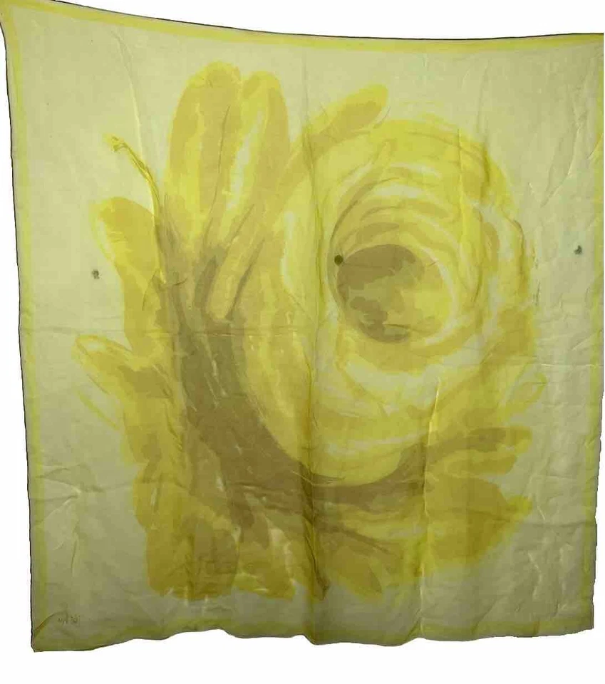 Bufanda de moda vintage Vera Ladybug amarillo rosa transparente cuadrada envoltura #56 Foto 3 de 4