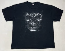 VINTAGE Hot Leathers Skull Graphic T-shirt Men XXL Black Short Sleeve Y2K