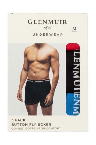 Paquete de 3 calzoncillos boxer Glenmuir para hombre 'William' botones delanteros U/Wear algodón S,M,L,XL - Imagen 2 de 14