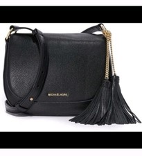 Michael Kors Black Pebbled Leather Elyse Medium Crossbody Designer Everyday Bag