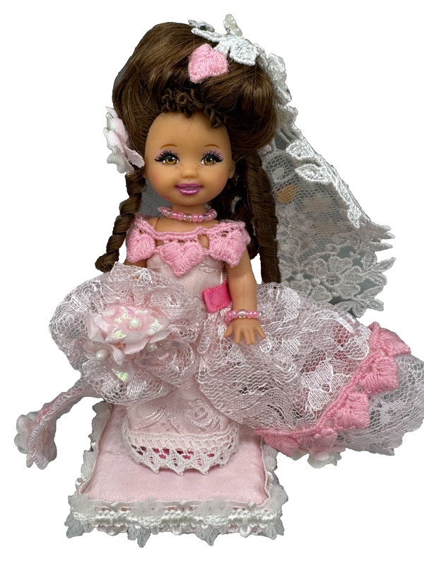 ~DS LOT O DRESSED BARBIE DOLL KELLY OOAK IN HANDMADE VICTORIAN  DRESS REPAINT