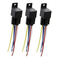 40 Amp 48V DC SPDT Relay Socket - Waterproof 5 Pin Relay Harness Plug, (3pcs)
