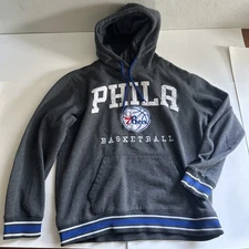 Philadelphia 76ers Hoodie Mens M Gray Phila Basketball Pullover NBA UNK 76ers
