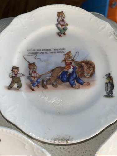 LOTE de 3 Platos de China Antiguos para Niños Alemania Bebé Jembo, León, Maestro Gato Difícil de Encontrar - Imagen 4 de 21