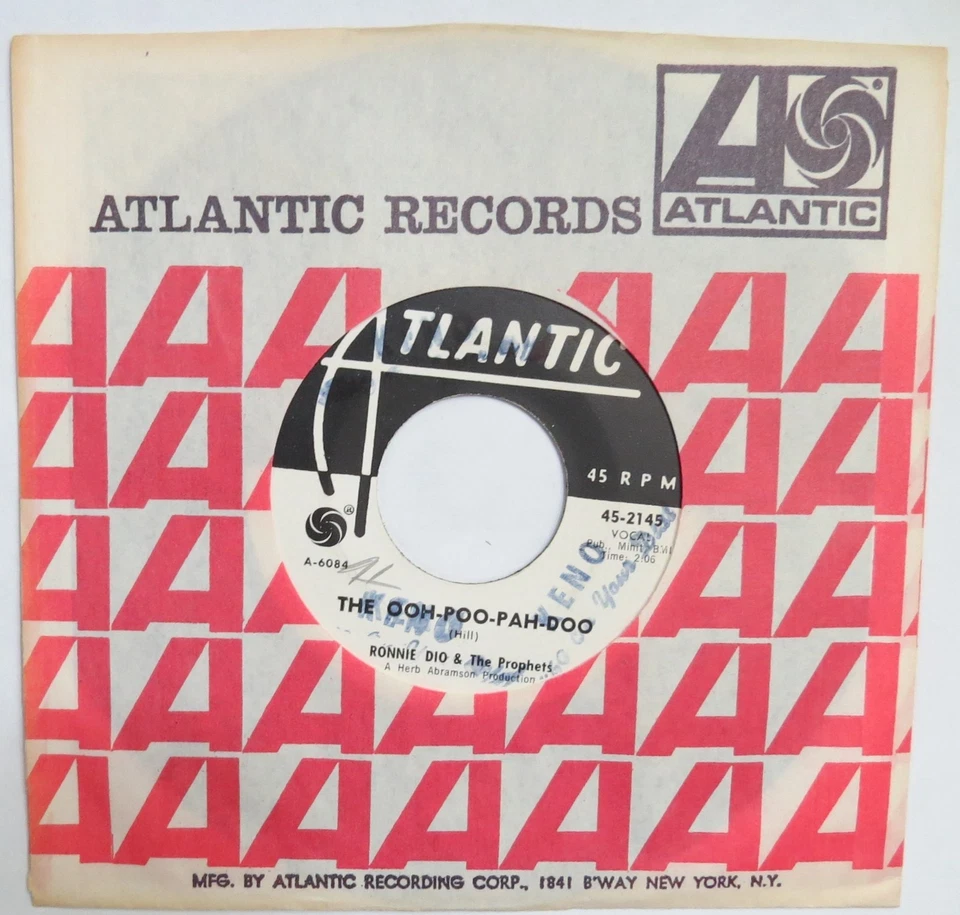 RONNIE DIO & PROPHETS Love Pains / Ooh Poo Pah Doo ATLANTIC 45 promo 1962 HEAR - Image 2 of 2