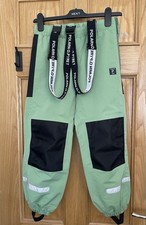 Polarn O. Pyret 7-8 Years Green Waterproof Shell Trousers Low Stormy 128 Cm EUC