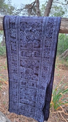 Hmong Batik Stola Schal | Indigo Naturale | Natural Indigo Scarf | Unikat
