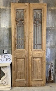 Antique French Double Doors (43x105) Iron Wood European Old World Door, D127