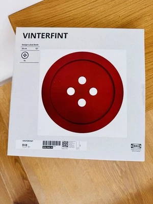 BNIB Ikea VINTERFINT Tea Wood Serving Tray BUTTON Red 30cm Diam Sold Out Rare - Image 1 of 4