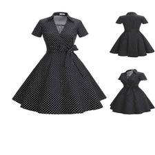 Rockabilly Kleider Damen V-Ausschnitt Midi Festliche Kleider für Hochzeit
