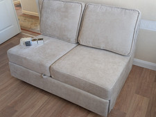 Harlow Armless 2 Seater Sofa Pull Out Lounger Footrest Cream | Clearance Deal!