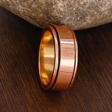 Pure Copper Spinner Ring, Handmade Thumb Ring, Anxiety Relief Jewelry Men Women