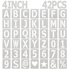 4 Inch Letter Stencils 42 Pcs Reusable Large Alphabet Letter Stencils for Pai...