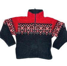 Vintage 90s Columbia Fleece Mens L Made in USA Nordic Fair Isle 1/4 Zip Pullover