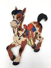 Horse Nursery Wall Hanging Vtg Decor Dolly Toy Company 1952 Pressed Paper Plaque