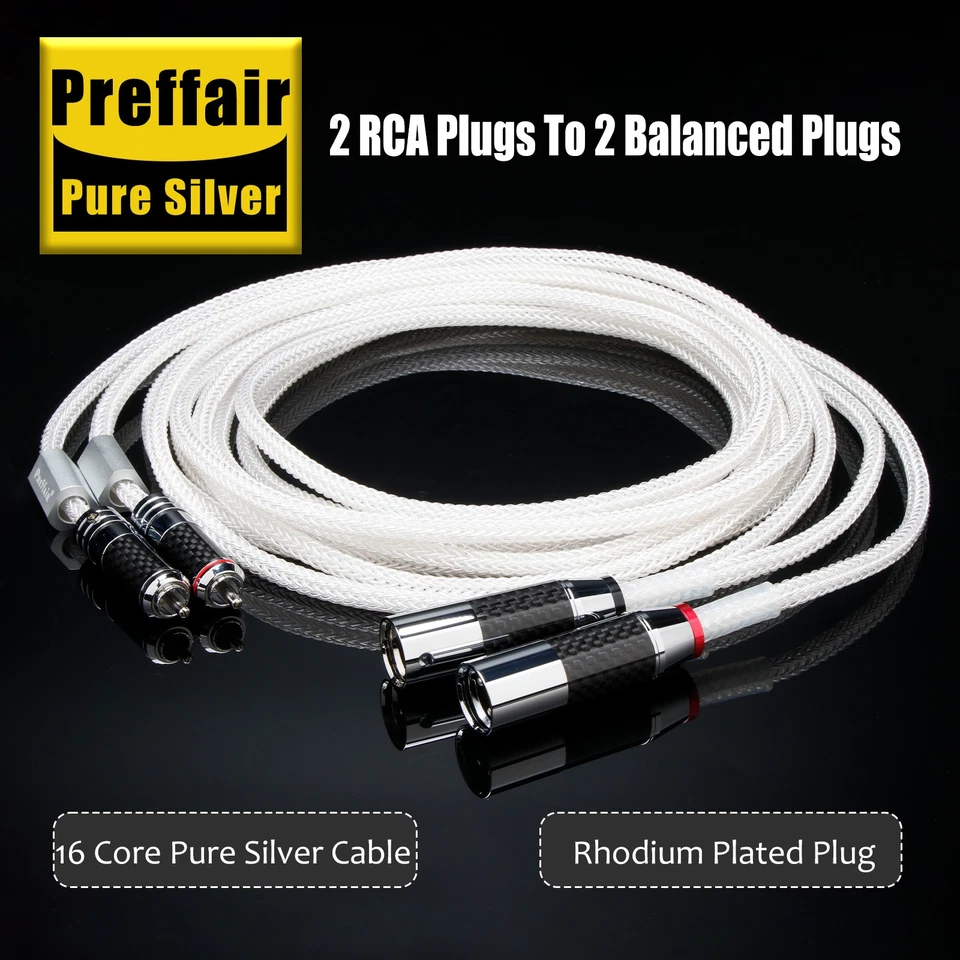 Pair 16core 5N Solid Pure Silver Balanced XLR Hifi Audio Cable Interconnect wire - Image 2 of 4