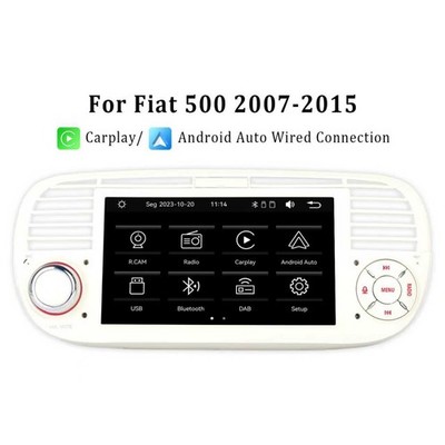 Autoradio Hohe Ausgangsleistung Fiat 500 2007-2015 DAB Android Auto BT CarPlay