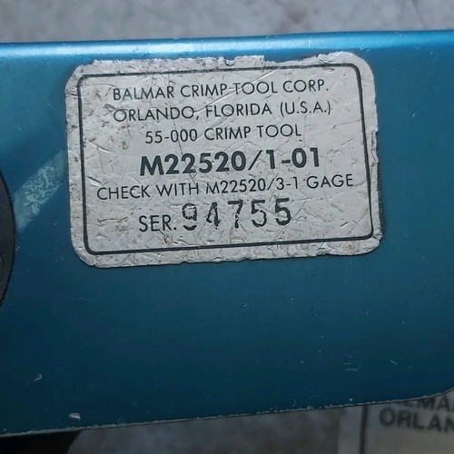 Balmar Crimpzange Set DMC Daniels AF8 M22520/1-01 Crimper Tools Messgeräte - Bild 11 von 17
