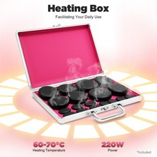 16PCS Hot Massage Stone Volcanic Stone Rock SPA Oiled Massager Machine Box