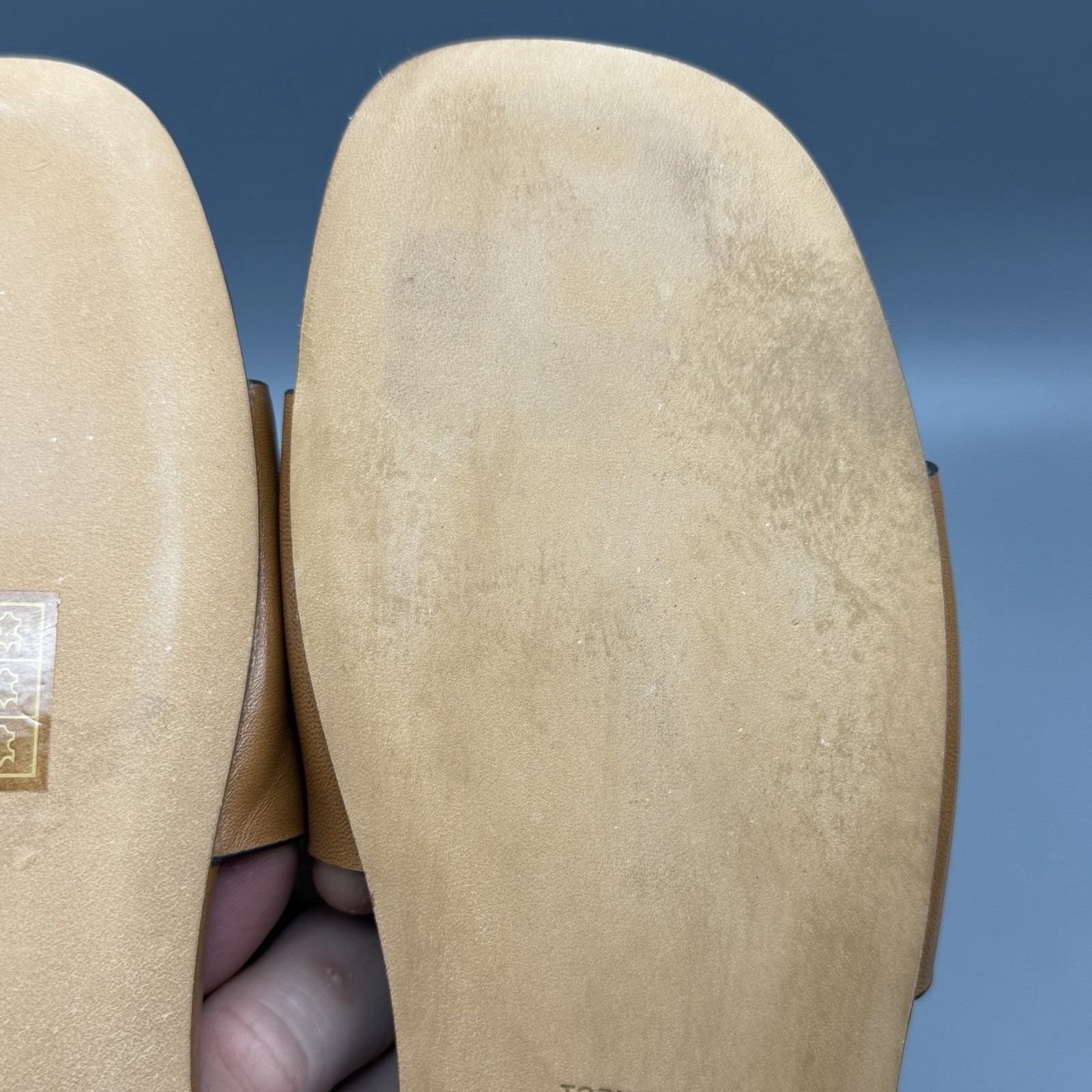 Tory Burch Ines Flat Slide Womens 7 Goat Leather Brown Designer Sandals TRIED ON thumbnail 14