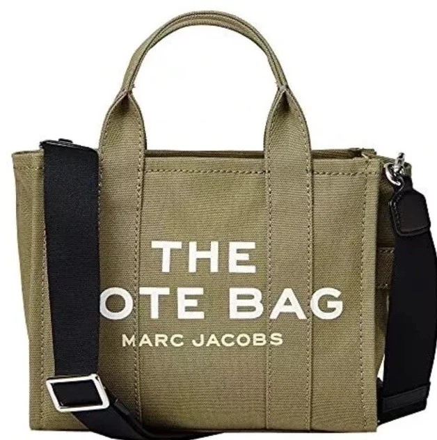 Marc Jacobs X1610 Khaki Traveler Cotton Tote Shoulder Bag Size 13x10x5 in - Image 3 of 4