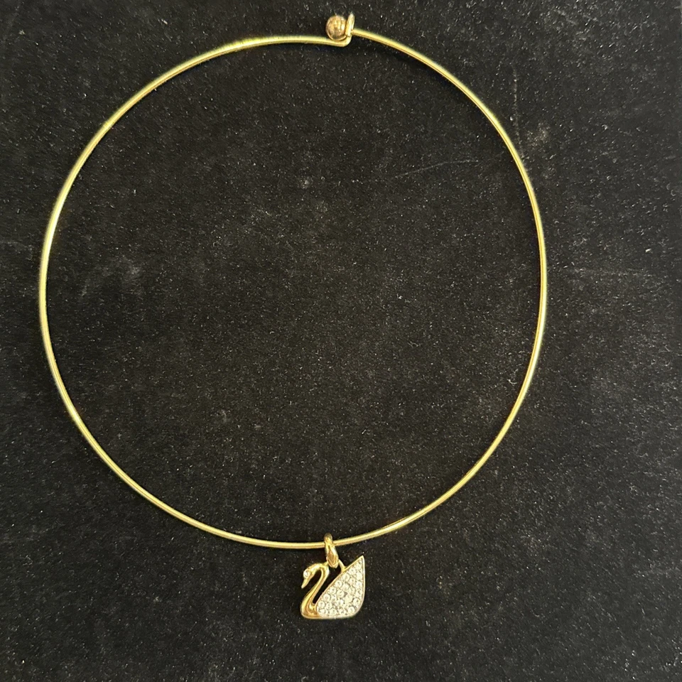 Collar Swarovski Chapado en Oro Vintage Cristal Cisne Femenino Coleccionable Foto 2 de 4