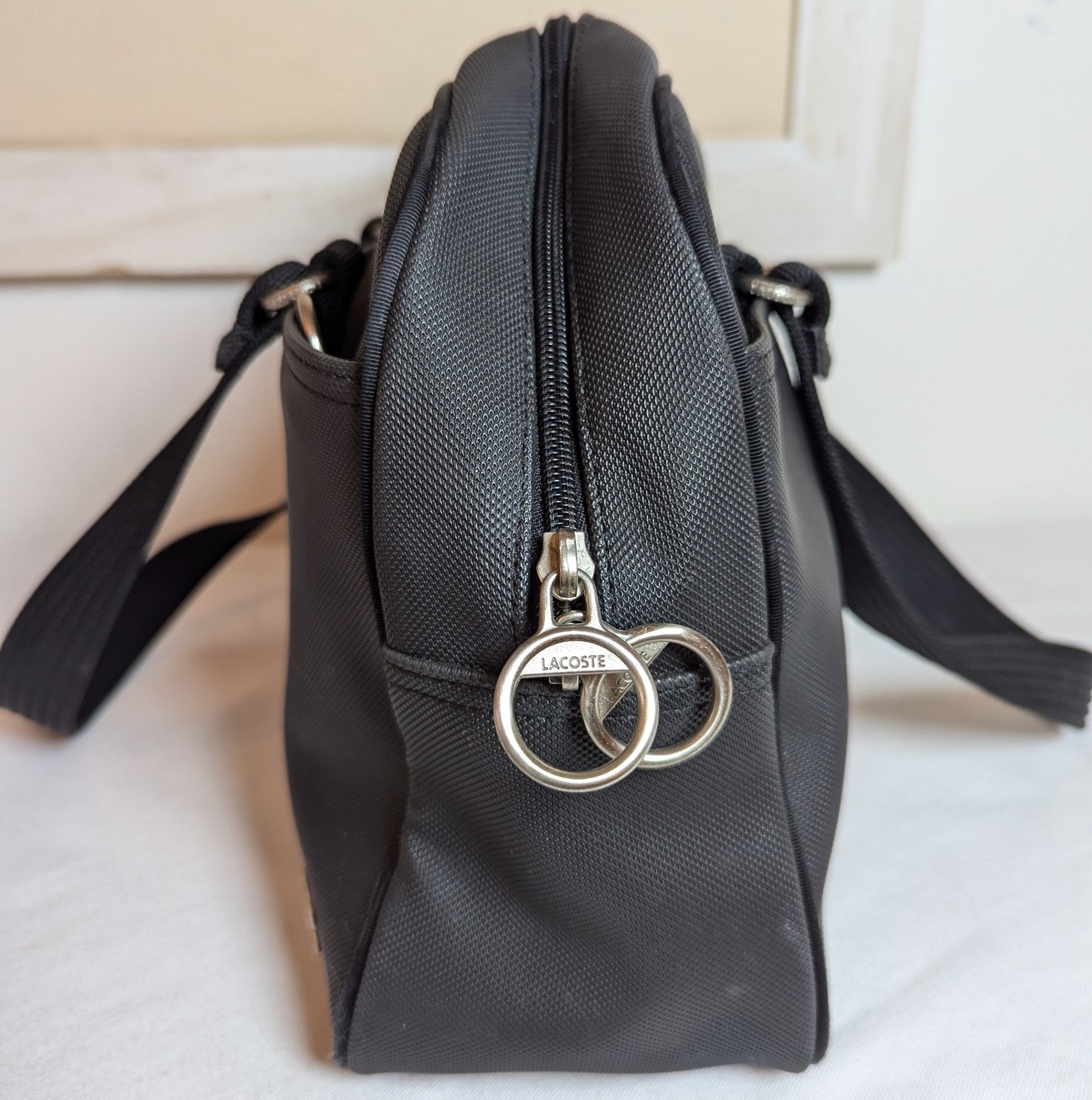 Lacoste Black Shoulder Bag PVC Exterior Croc Logo Women's Waterproof Purse thumbnail 4