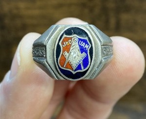 Sterling Silver Jr O UAM Fraternal Ring Masonic Symbol Size 12.5 9.67g