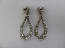 Silver Coloured Sparkly Teardrop Clip On Earrings Unboxed