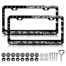 Camouflage License Plate Frame 2pcs Waterproof Aluminium Car Tag Holder