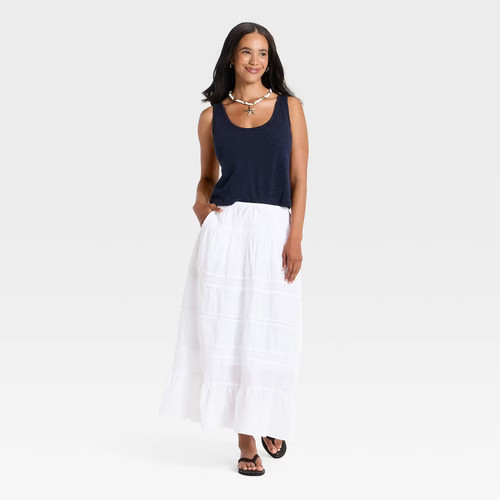 Women Lace Maxi Full Skirt - Universal Thread White XS - Picture 3 of 4