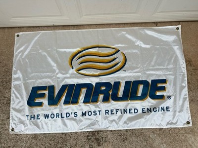 VTG Evinrude Outboard Boat Motors Cloth Dealer Banner Marine Mancave Sign 90 s