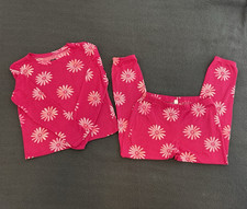 SO Girls 2-Piece Floral Long Sleeve Pajama Set Pink/White Polyester M (8)