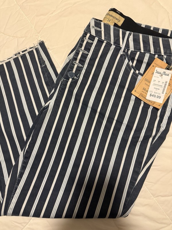 Democracy "Ab"solution Slim Straight Striped Jeans Size 14