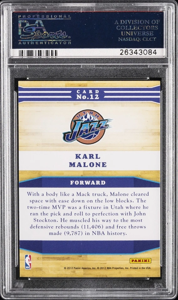 2012 PANINI HOOPS FRANCHISE GREATS #12 KARL MALONE PSA 10 - Image 2 of 2