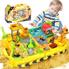 Construction Sand Kit with Foldable Sandbox Case - 1.1lbs Sensory Play Sand, ...