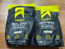 2 X Ascent 100% Whey Protein Powder Blend Vanilla Bean 2 lb 32 Oz