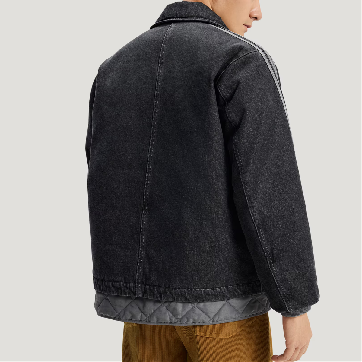 adidas Originals Men's Black Denim Jacket Three Stripes Chinese