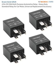 4 Pin 12v Relay Multipurpose Automotive Heavy Duty Standard 4 PACK