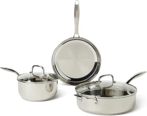 5-Piece Stainless Steel Cookware Set, Dishwasher-Safe, All Cooktops