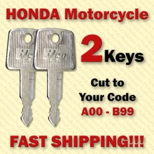2 Honda Motorcycle ATV Pioneer Keys Cut to Your Code A00 - B99