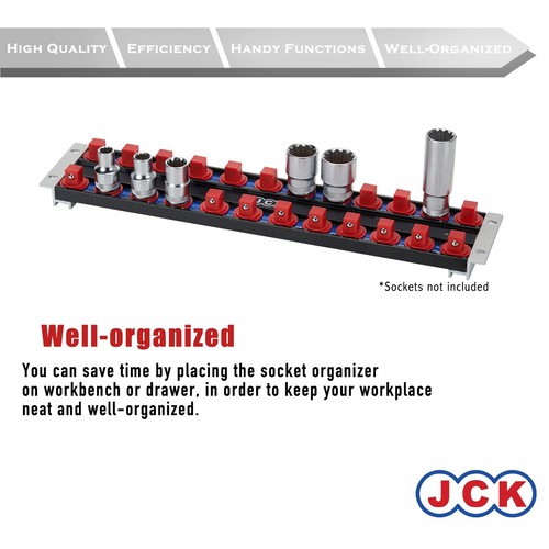 JCK Professional Quality Aluminum 1/2" Double-Rail Socket Organizer - Picture 4 of 7