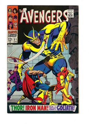 AVENGERS # 51 (MARVEL SILVER AGE, COLLECTOR app, APR 1968), VF