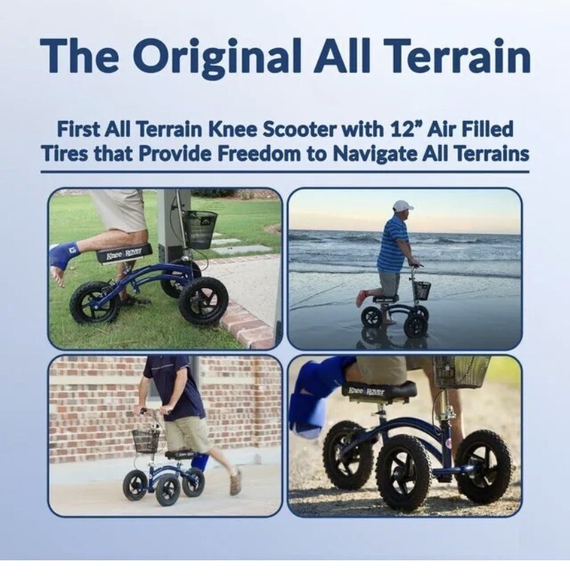 Knee Walker Scooter, All Terrain KneeRover, Blue With Extra
