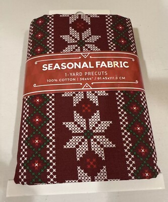 Seasonal Fabric Snowflakes Deer Precut 1- Yard 100% Cotton David Textiles New