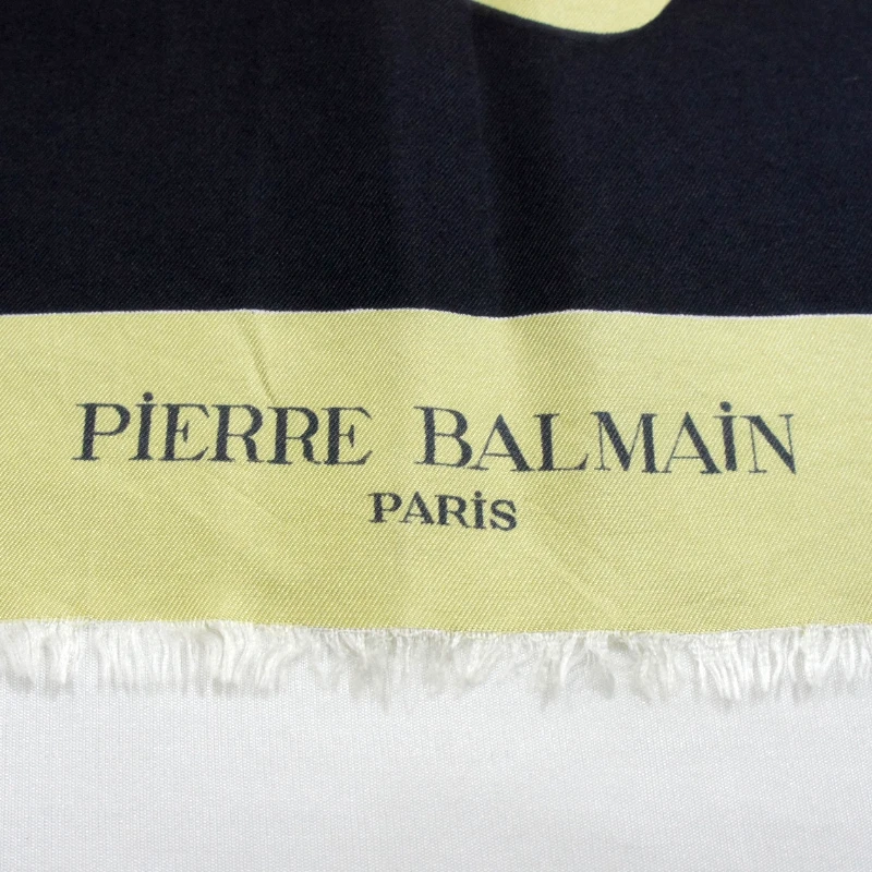 Auténtica bufanda de seda vintage Pierre Balmain Lux Designer negra/amarilla 65"x15" pulgadas Foto 3 de 4