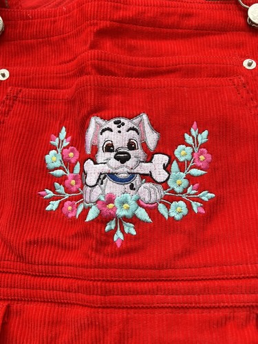 Vintage NEW 90s 101 Dalmations Corduroy Embroidered Shorts Overalls M WOMENS - Picture 6 of 13