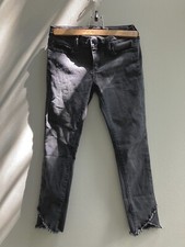 Joe  s Jeans Girls Skinny Size 10 Faded Black Denim Raw Hem Kids Bottoms Gray
