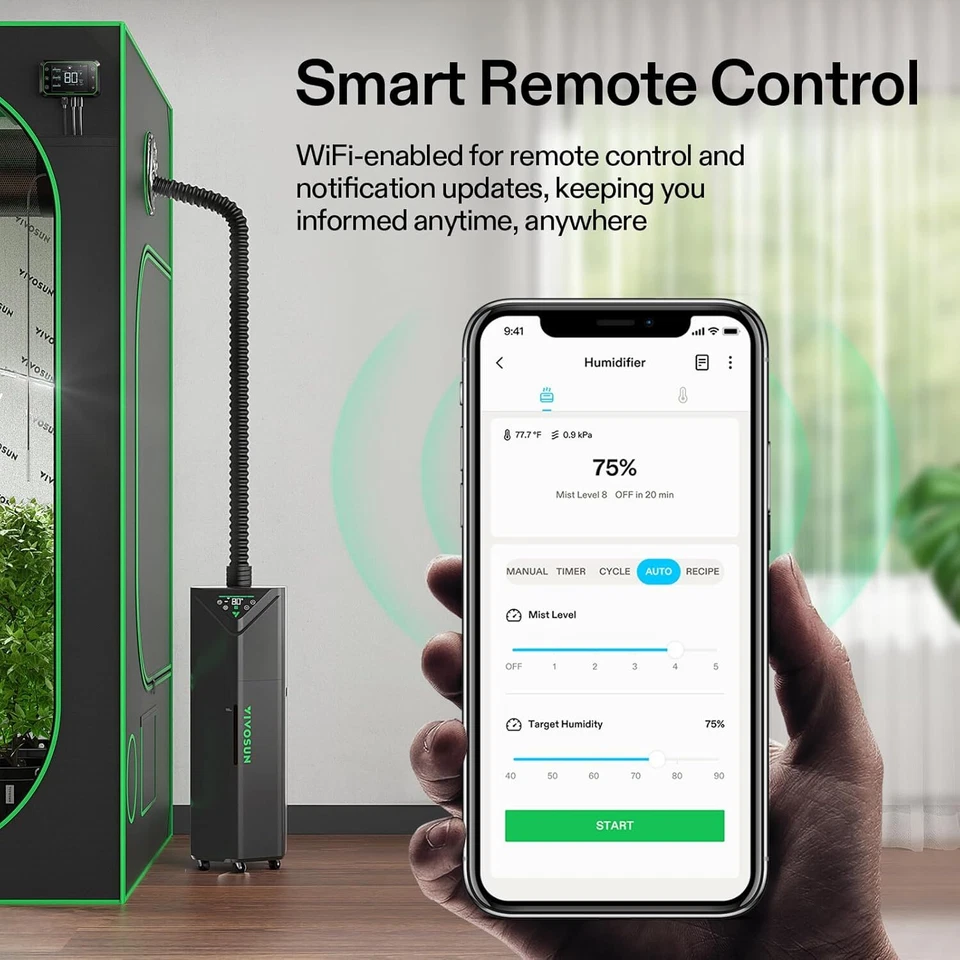 VIVOSUN H19 19L Wifi Humidificador Ambiental Planta Control Inteligente Panel Superior Foto 4 de 4